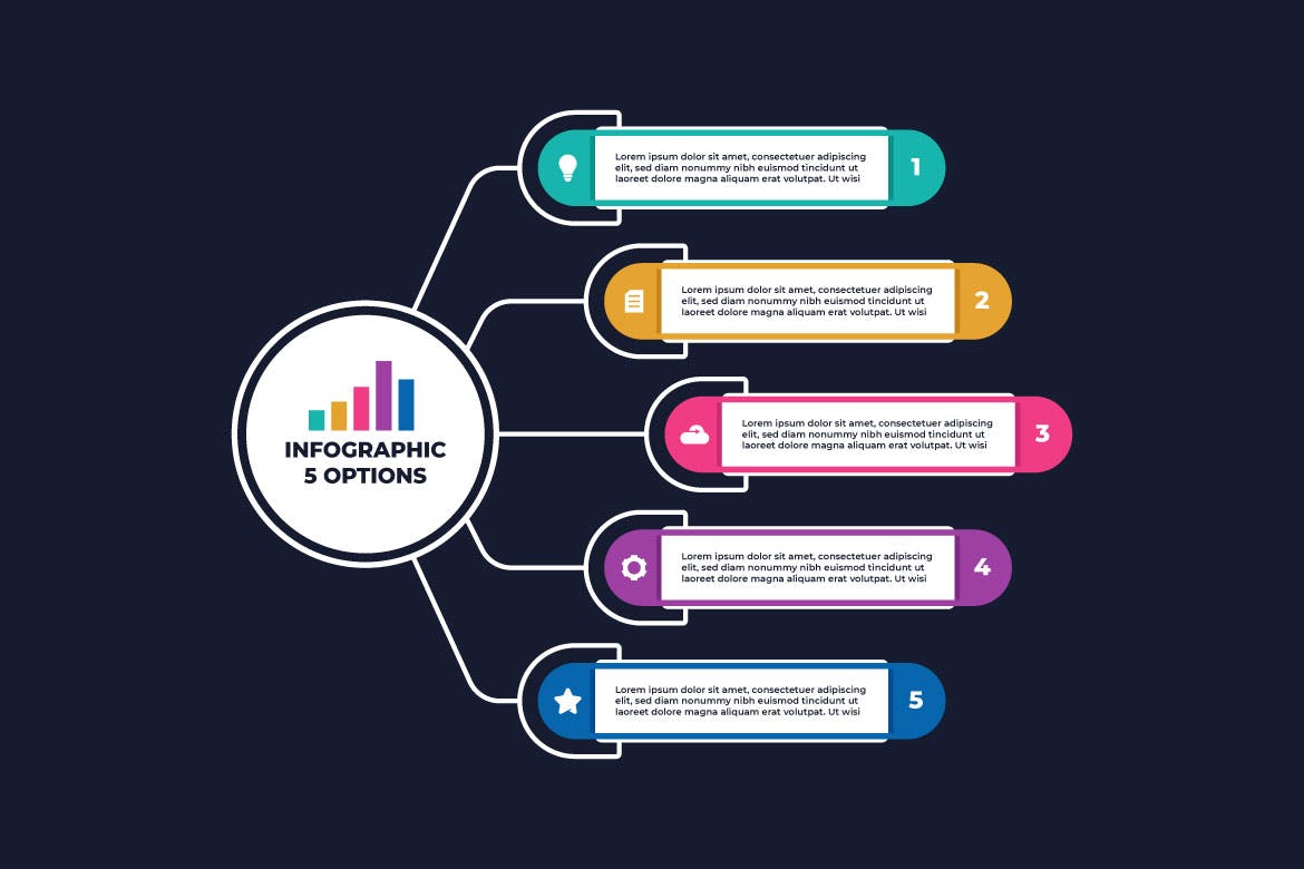 丰富多彩商业类目步骤信息图表模板 Colorful Flat Diagram Business Infographic 幻灯图表 第1张