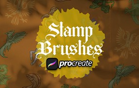 神话怪物Procreate印章绘画笔刷素材 Heraldic Monster Stamp Brush Stamp Procreate