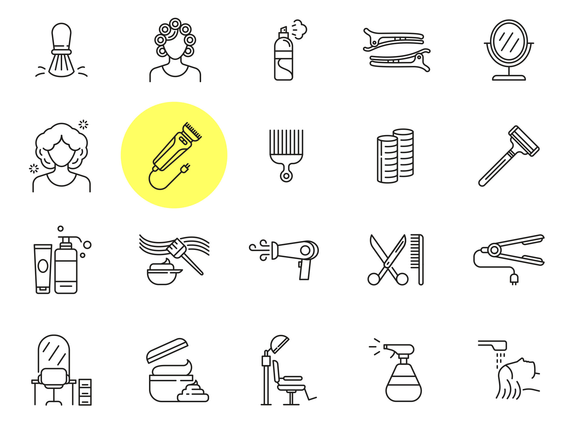 20个发型师元素AI图标 20 Hairstylist Illustrator Icons 图标素材 第1张