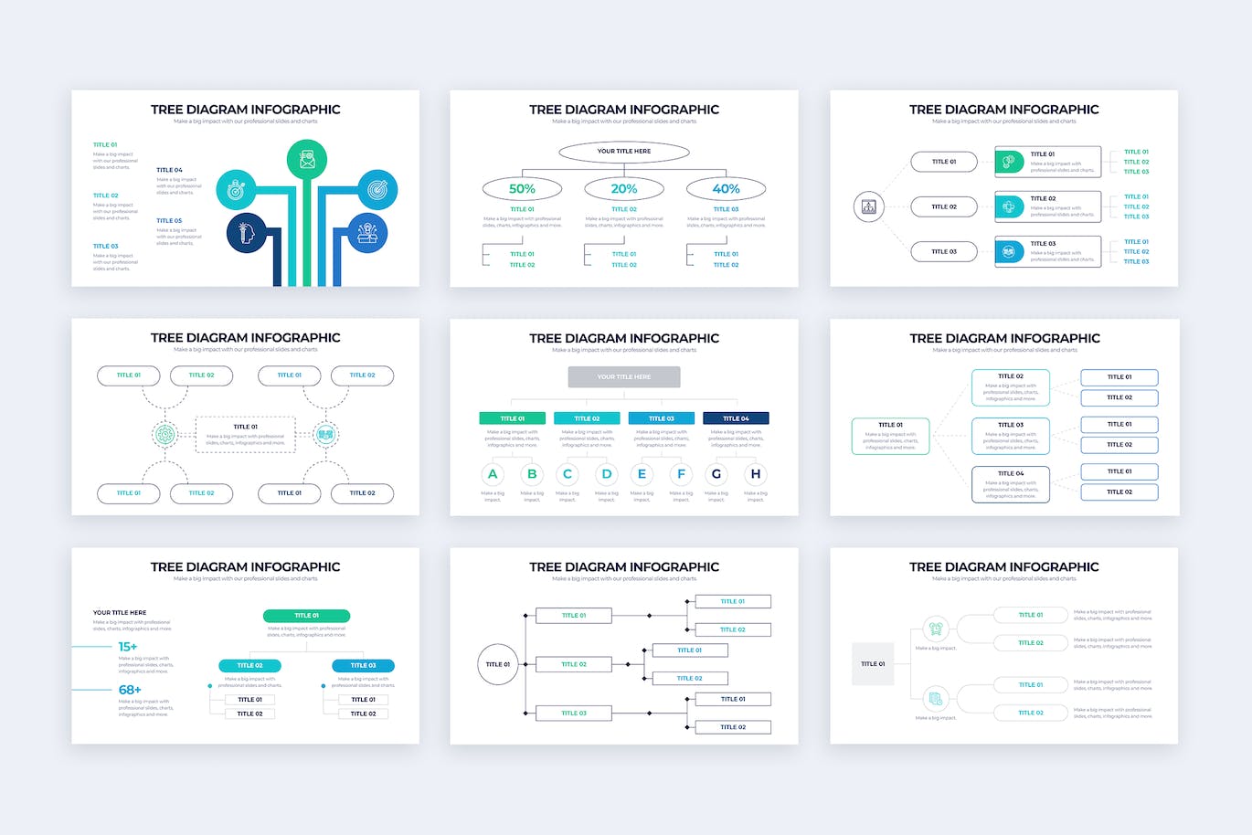 现代树图信息图表Google幻灯片模板 Business Tree Diagram Google Slides Infographics 幻灯图表 第3张