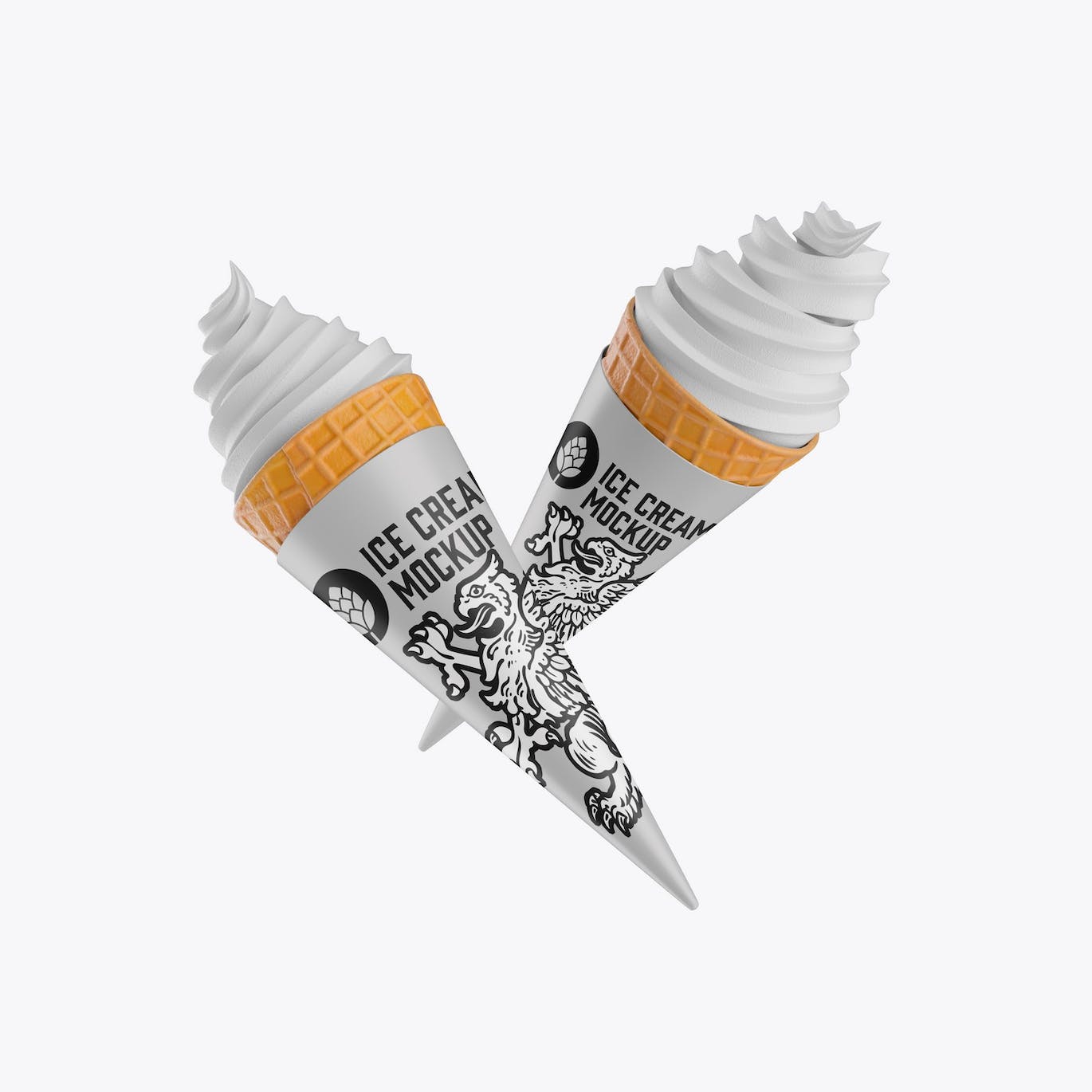 锥形冰淇淋包装设计样机 Soft Ice Cream Cone Mockup 样机素材 第3张