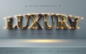 发光灯线灯泡矢量文字效果字体样式 Luxury Light – Editable Text Effect, Font Style