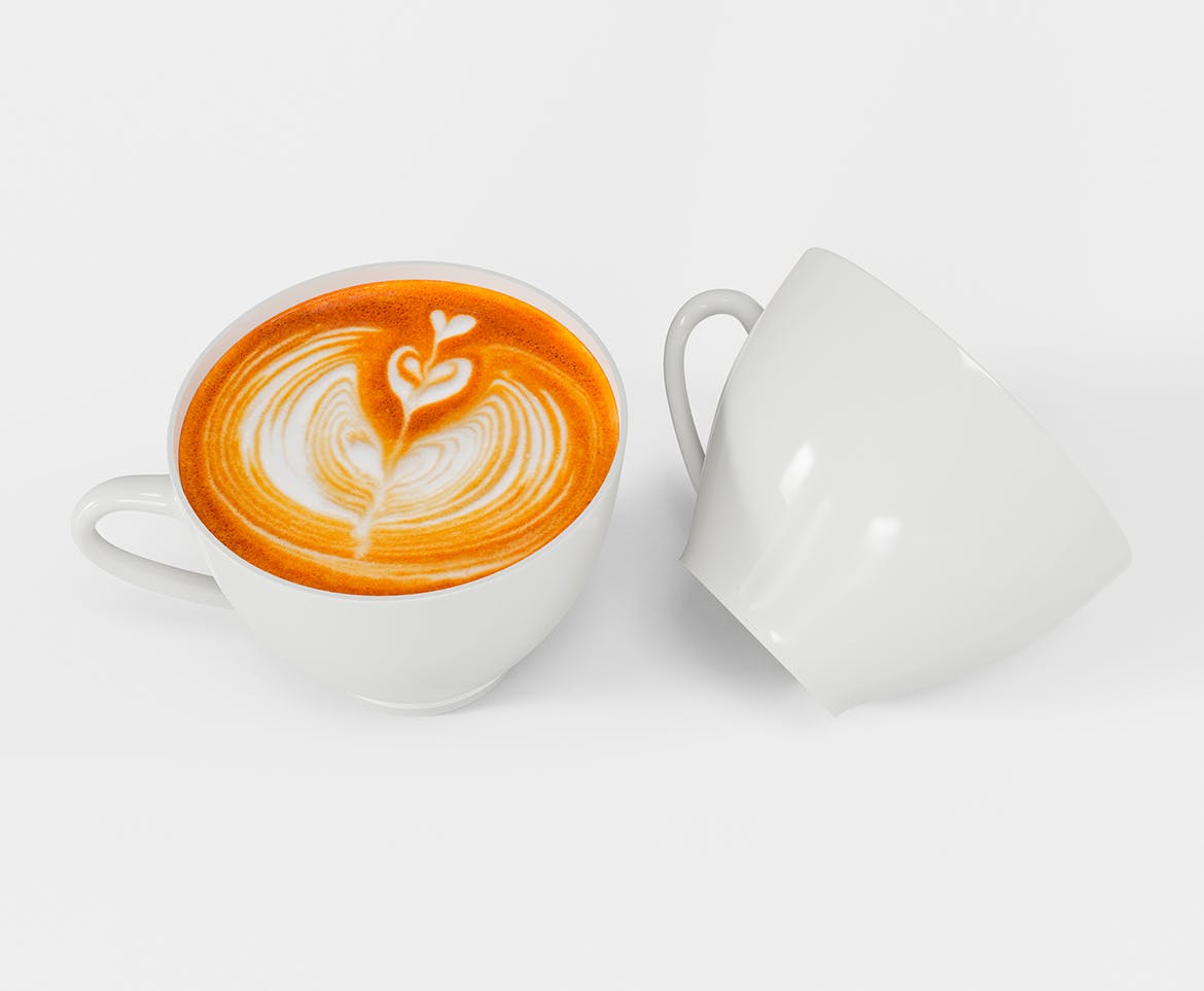 拉花咖啡杯杯身品牌设计样机 Cups Mockup 样机素材 第3张