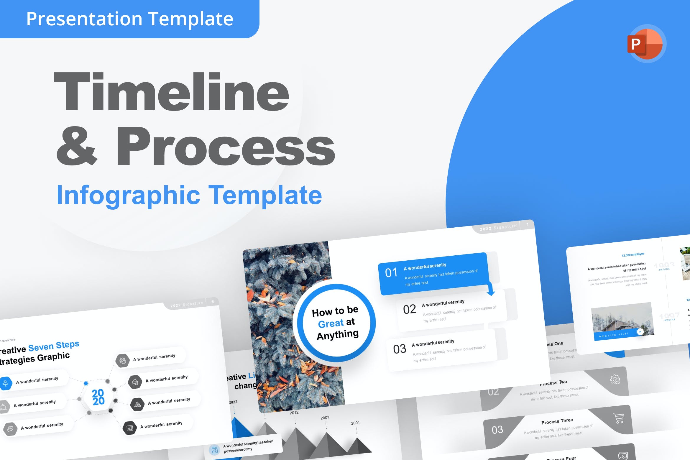 日程表和流程PPT幻灯片模板素材 Timeline & Process PowerPoint Template 幻灯图表 第1张