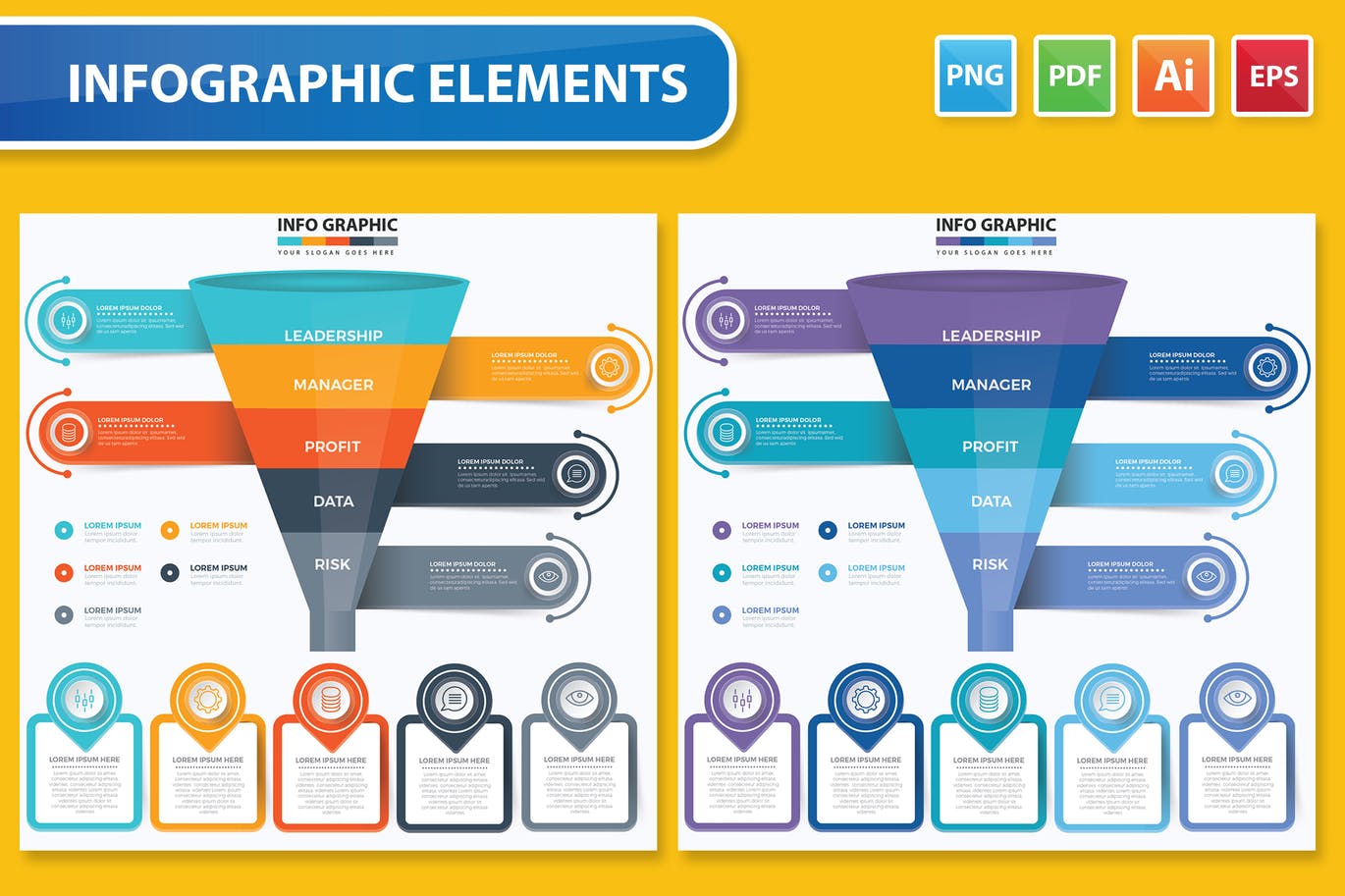 漏斗形状信息图表设计模板 Funnel Infographics 幻灯图表 第1张