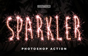 烟花效果文字处理Photoshop动作 Sparkler Photoshop Action