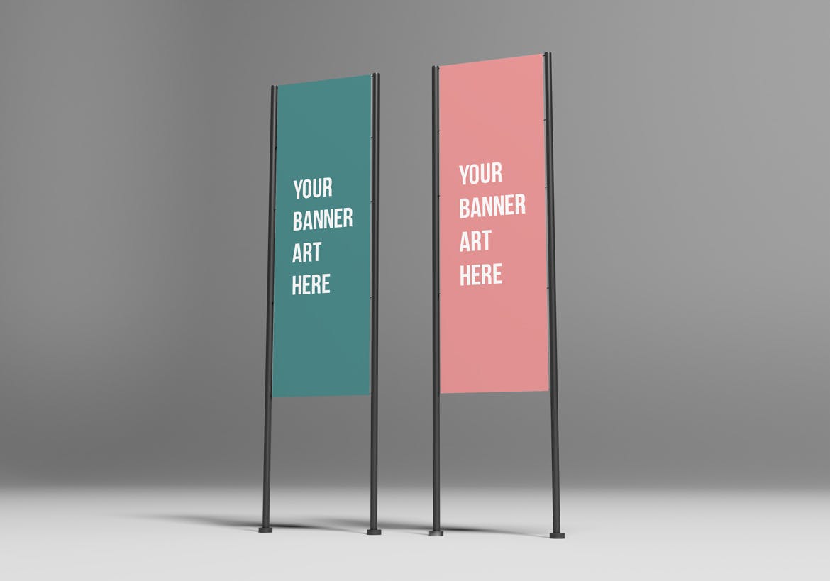 垂直广告横幅Banner样机图 Vertical Banners Mockups 样机素材 第3张