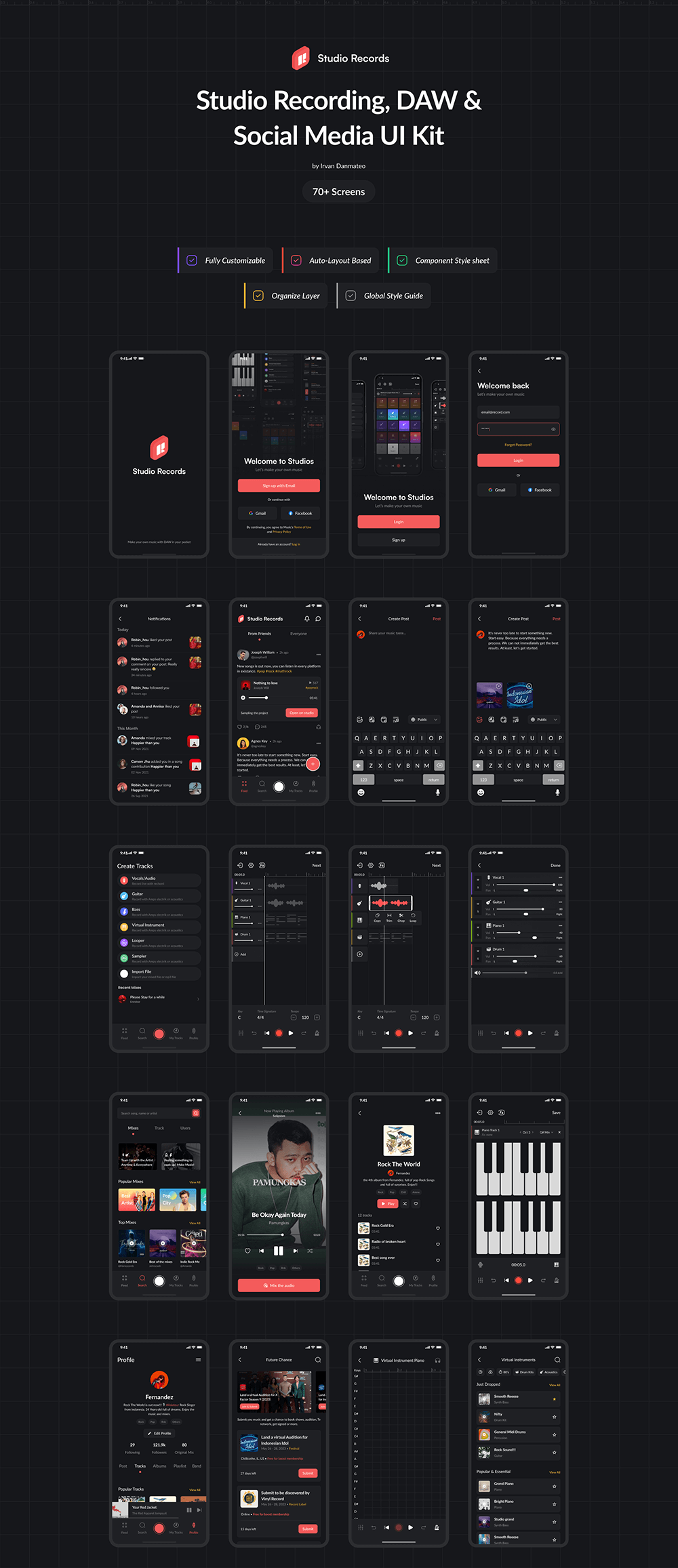 工作室音乐编辑制作DAW应用程序UI 套件 APP UI 第1张