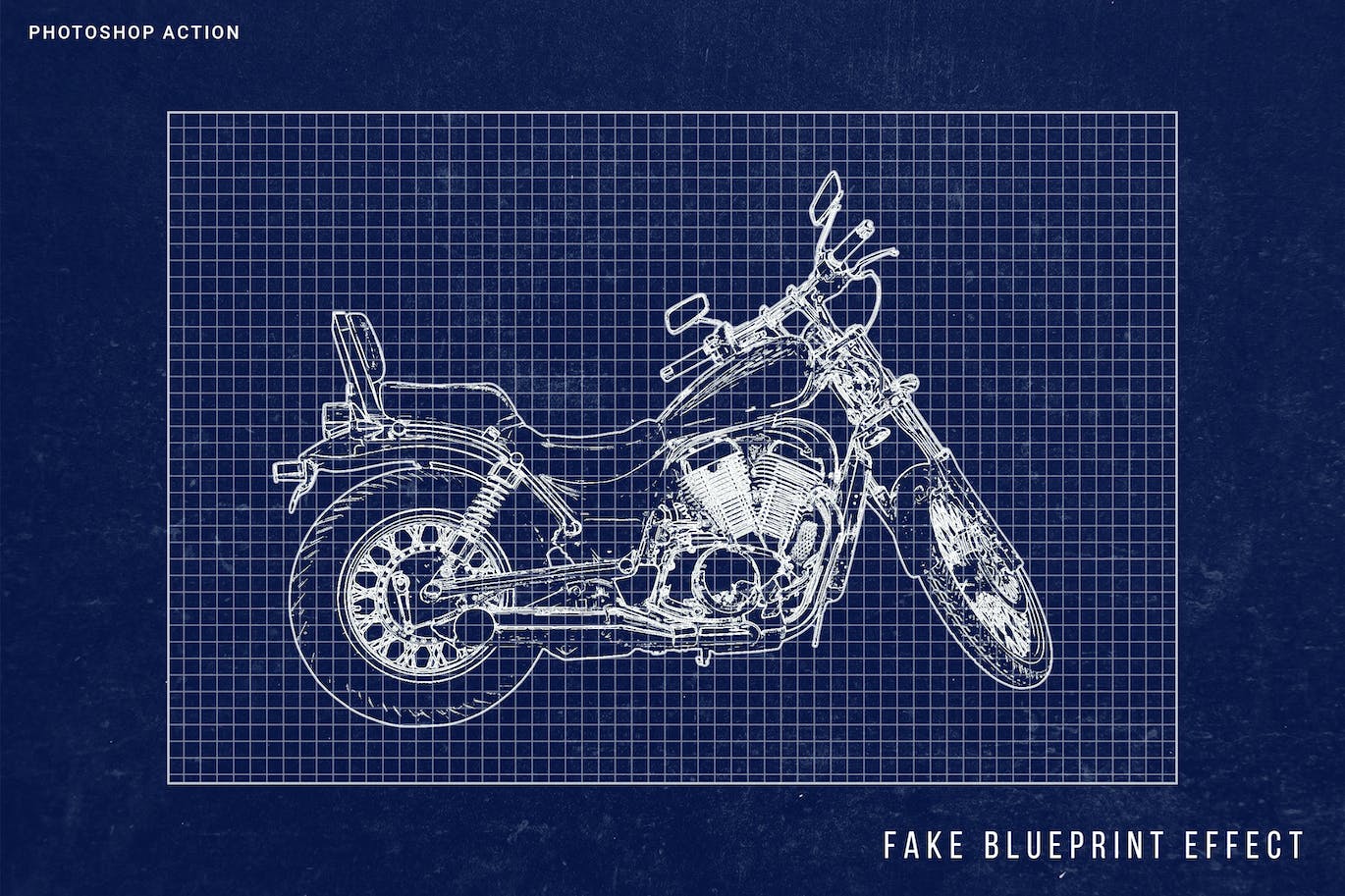 设计蓝图效果PS动作模板 Fake Blueprint Photoshop Action 插件预设 第1张