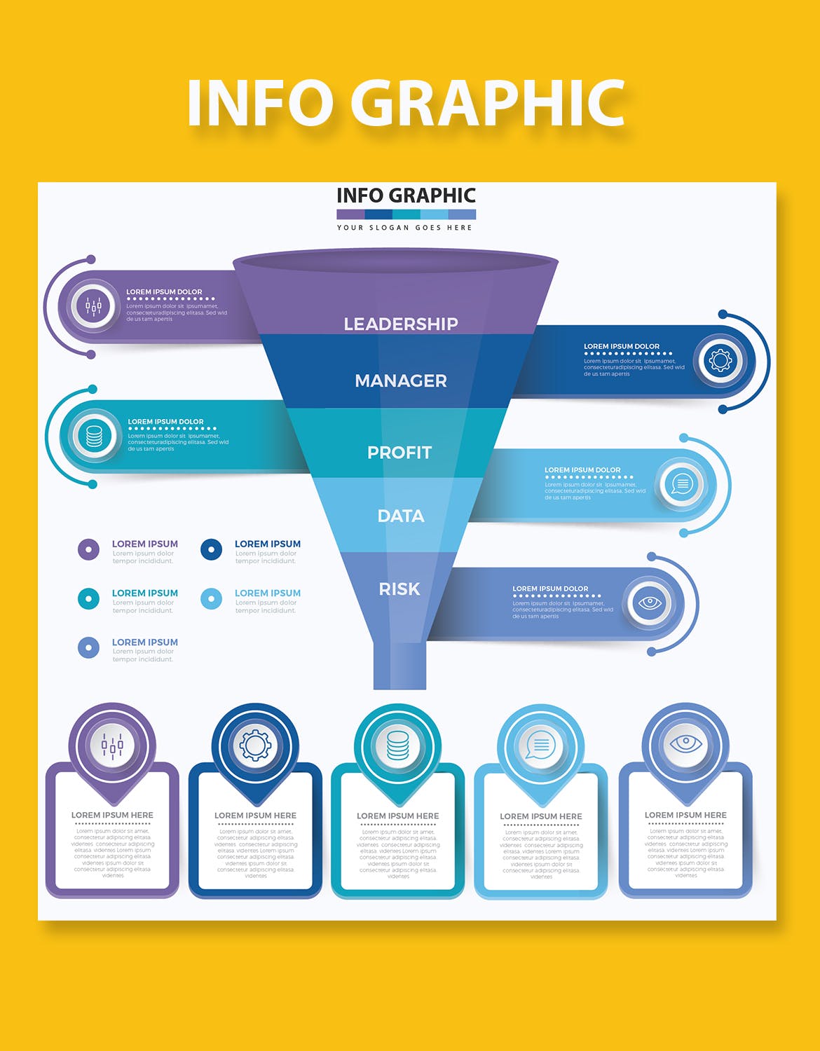 漏斗形状信息图表设计模板 Funnel Infographics 幻灯图表 第4张