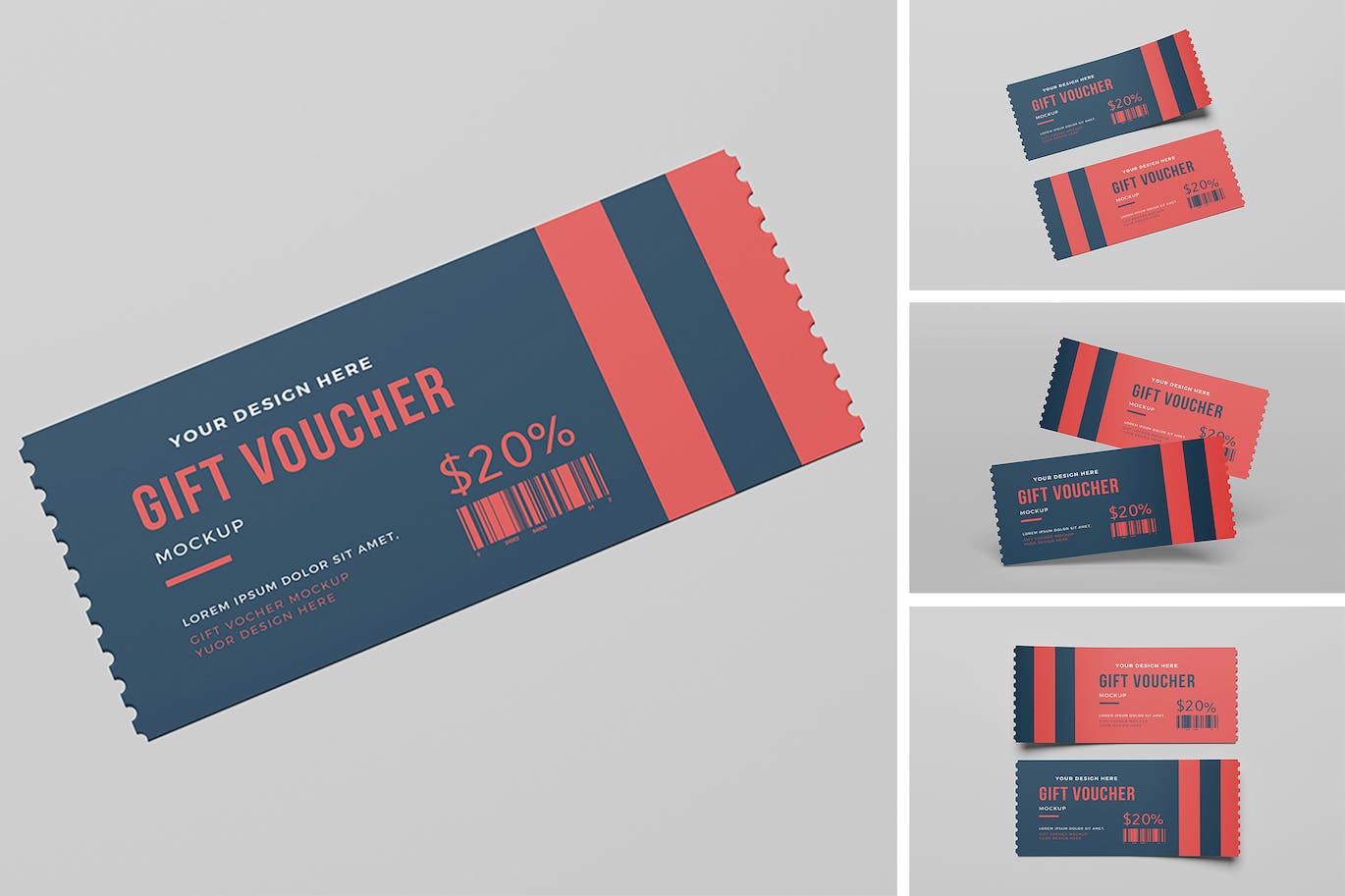 礼品券门票设计样机 Gift Voucher Mockup 样机素材 第1张