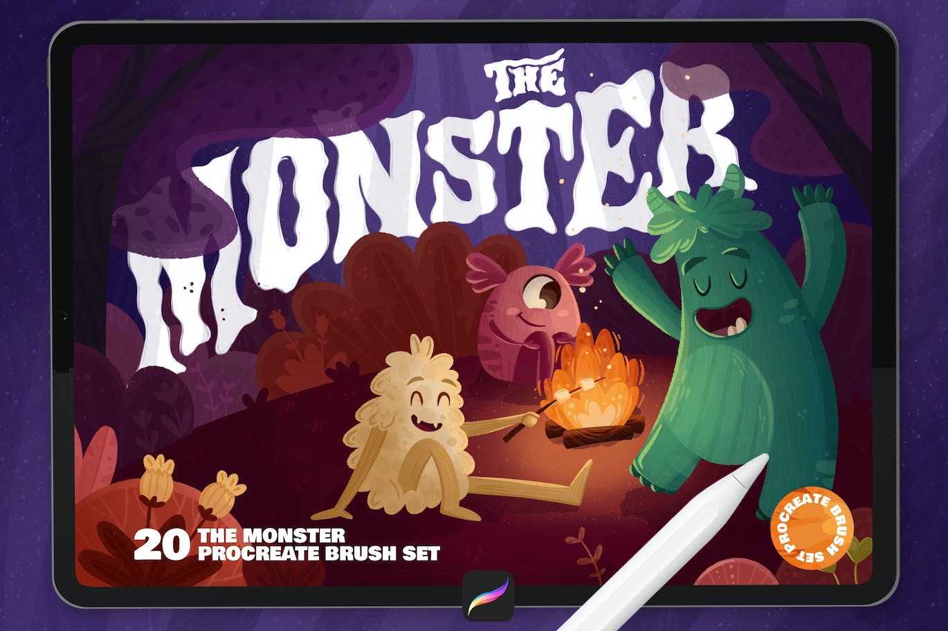 怪物创作Procreate纹理笔刷套装 The Monster: Procreate Brushes 笔刷资源 第1张