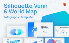 轮廓/维恩和世界地图PPT模板 Silhouette, Venn & World Map PowerPoint Template