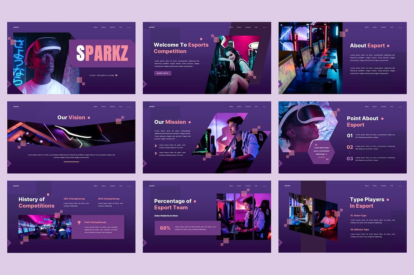 电子竞技和游戏Google幻灯片模板下载 Sparkz – Esport & Gaming Google Slides Template 幻灯图表 第3张