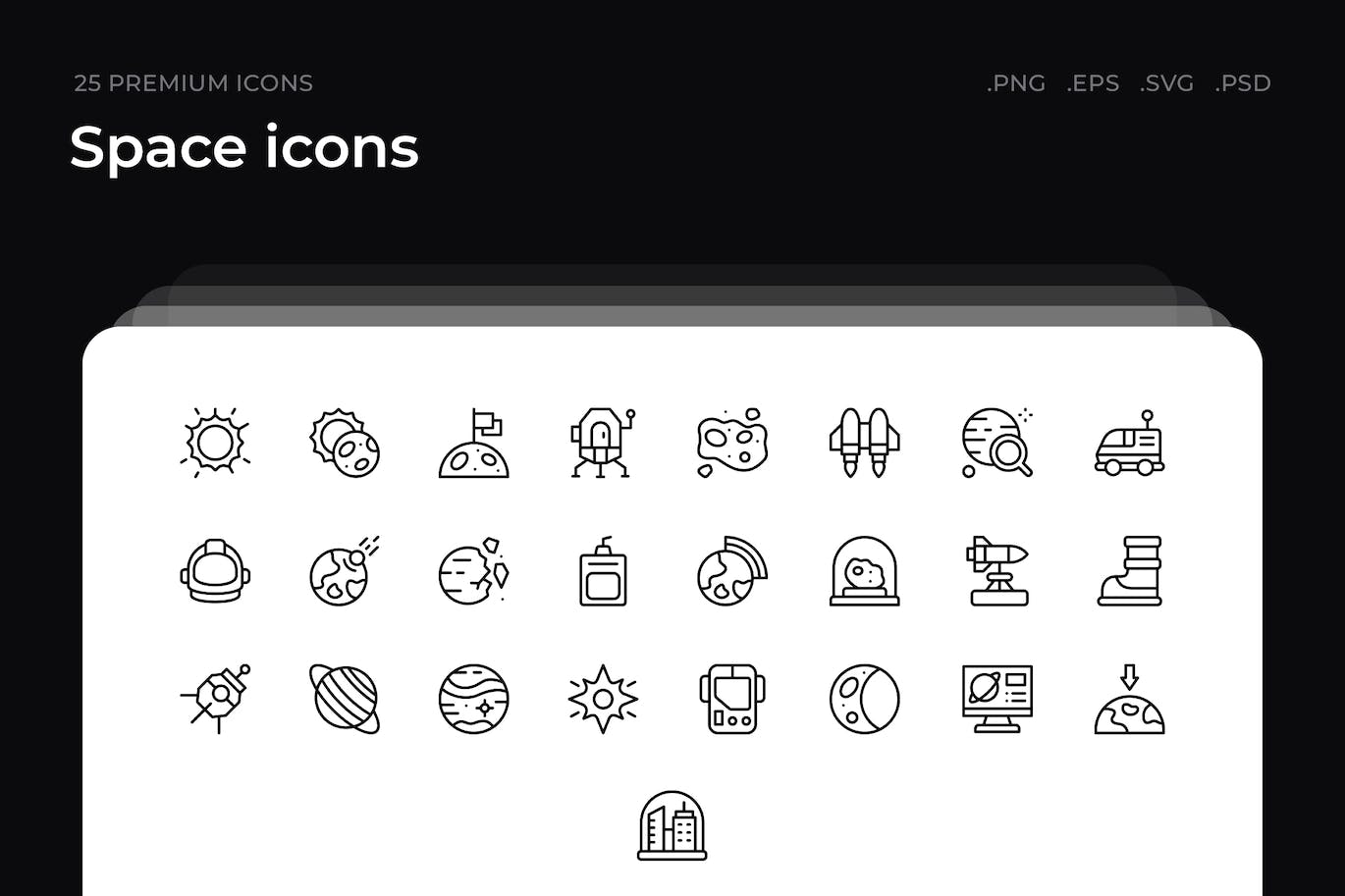 25枚太空主题简约线条矢量图标 Space icons 图标素材 第1张