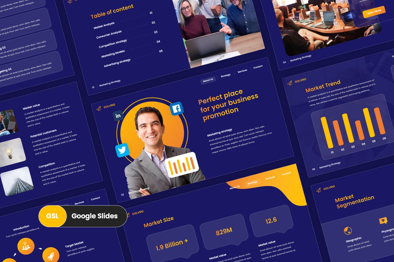 市场营销战略谷歌幻灯片素材 Solvro – Marketing Strategy Google Slides Template 幻灯图表 第1张