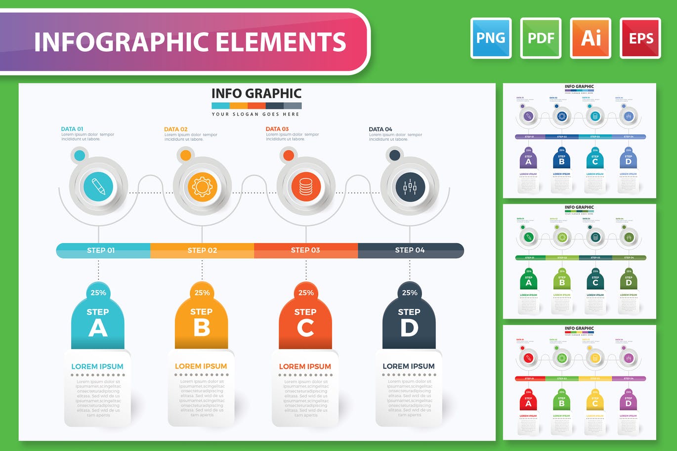 日程表信息图表设计素材 Timeline Infographic Design 幻灯图表 第1张