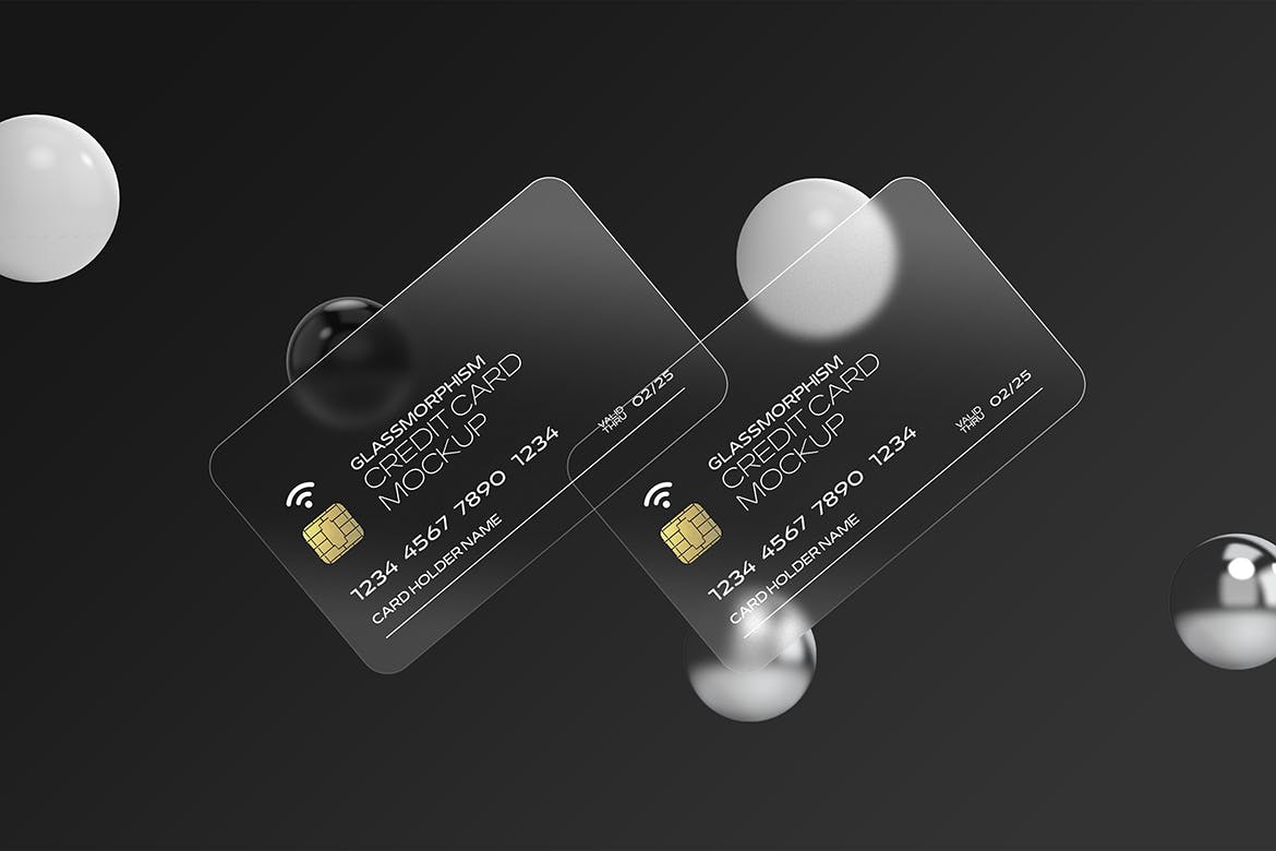 磨砂玻璃信用卡设计展示样机 Glass Effect Credit Card Mockups 样机素材 第5张