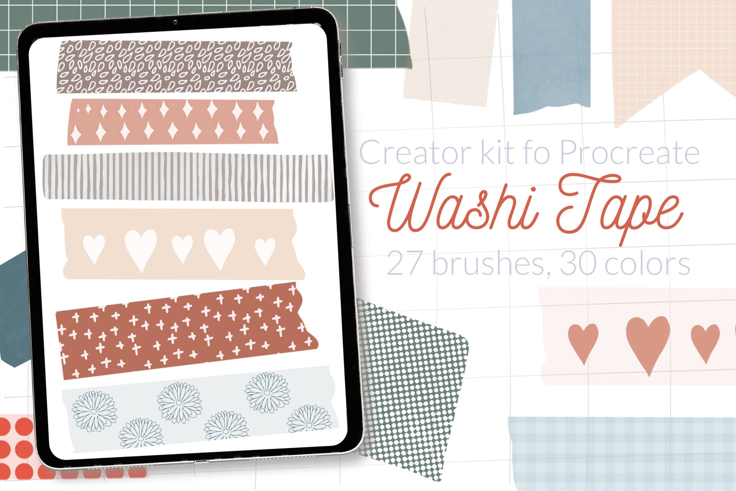 纸胶带创作Procreate笔刷 Washi tape creator for Procreate 笔刷资源 第1张