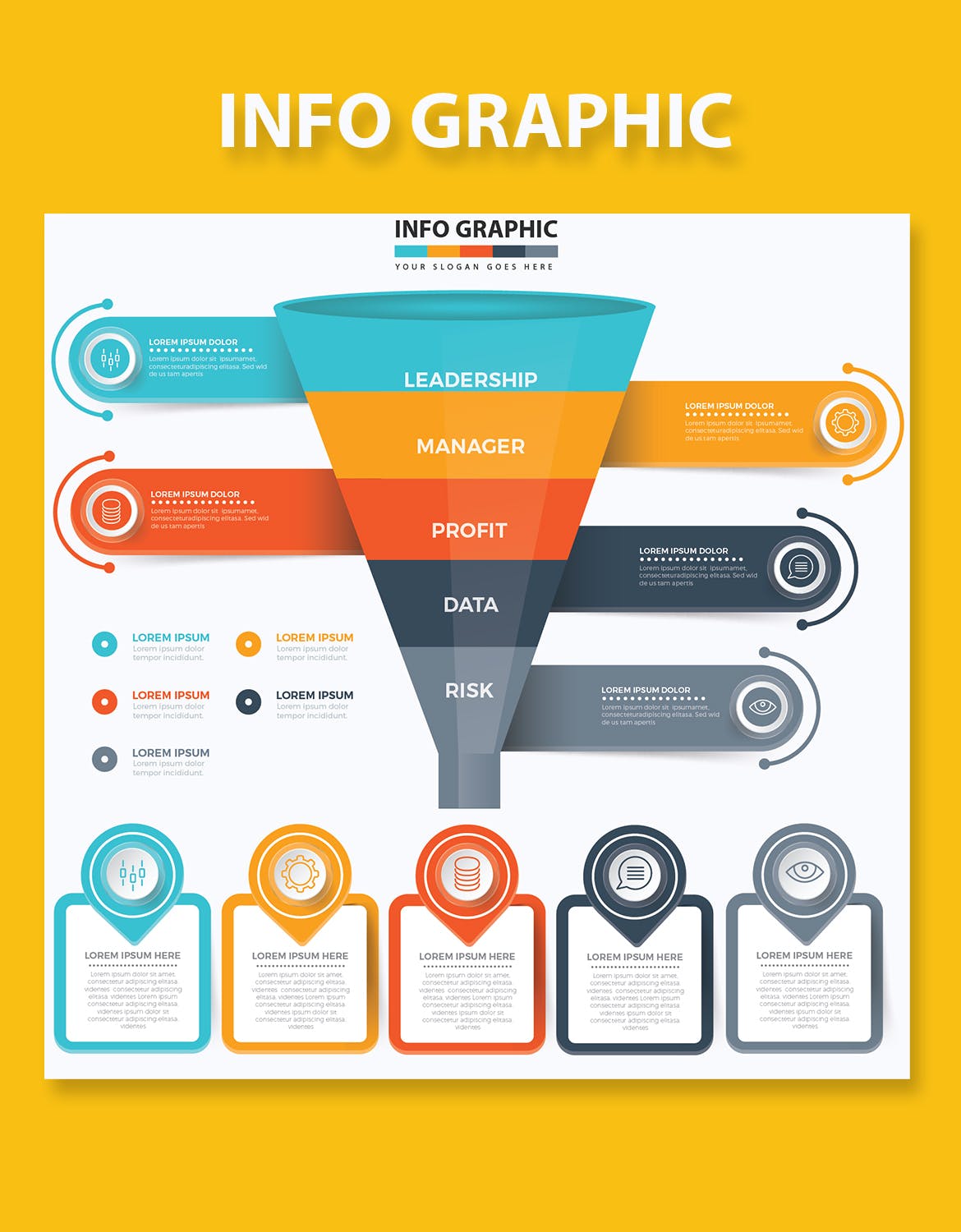 漏斗形状信息图表设计模板 Funnel Infographics 幻灯图表 第5张