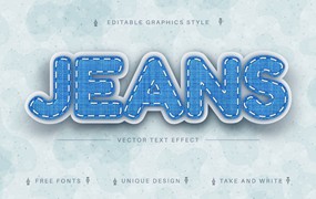 牛仔裤纺织矢量文字效果字体样式 Jeans Textile – Editable Text Effect, Font Style