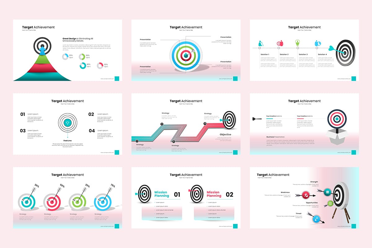 中靶图表PPT幻灯片设计模板 Target Achievement PowerPoint Presentation 幻灯图表 第3张