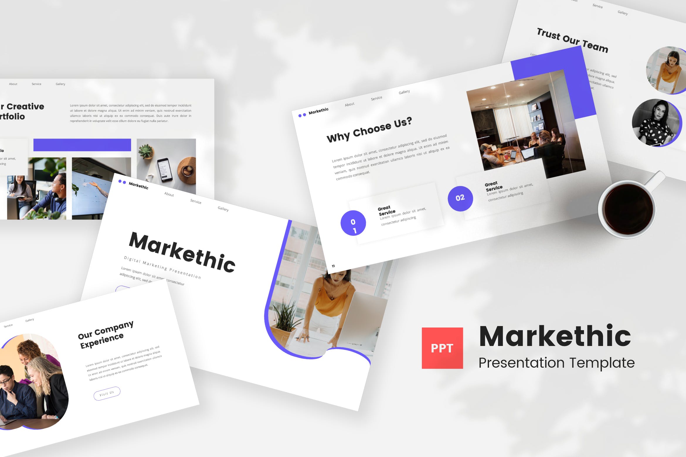 数字营销PPT演示幻灯片模板 Markethic – Digital Marketing PowerPoint Template 幻灯图表 第1张