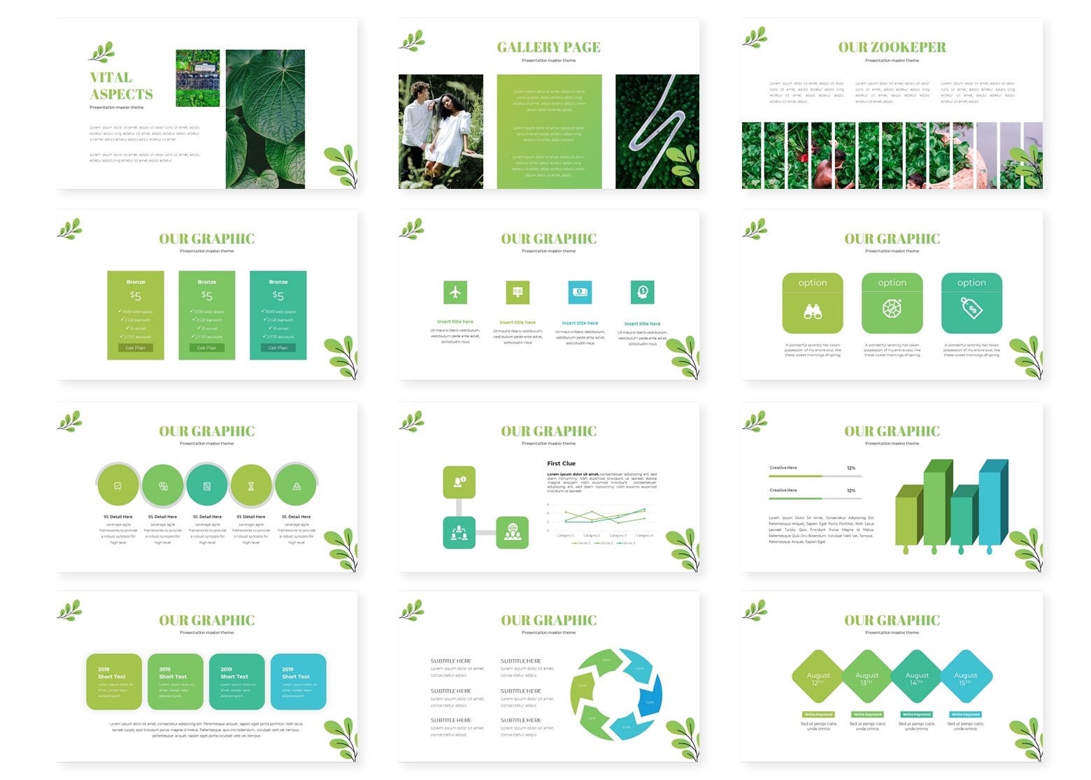 绿色自然绿植PPT演示幻灯片模板 Natural – Powerpoint Template 幻灯图表 第3张