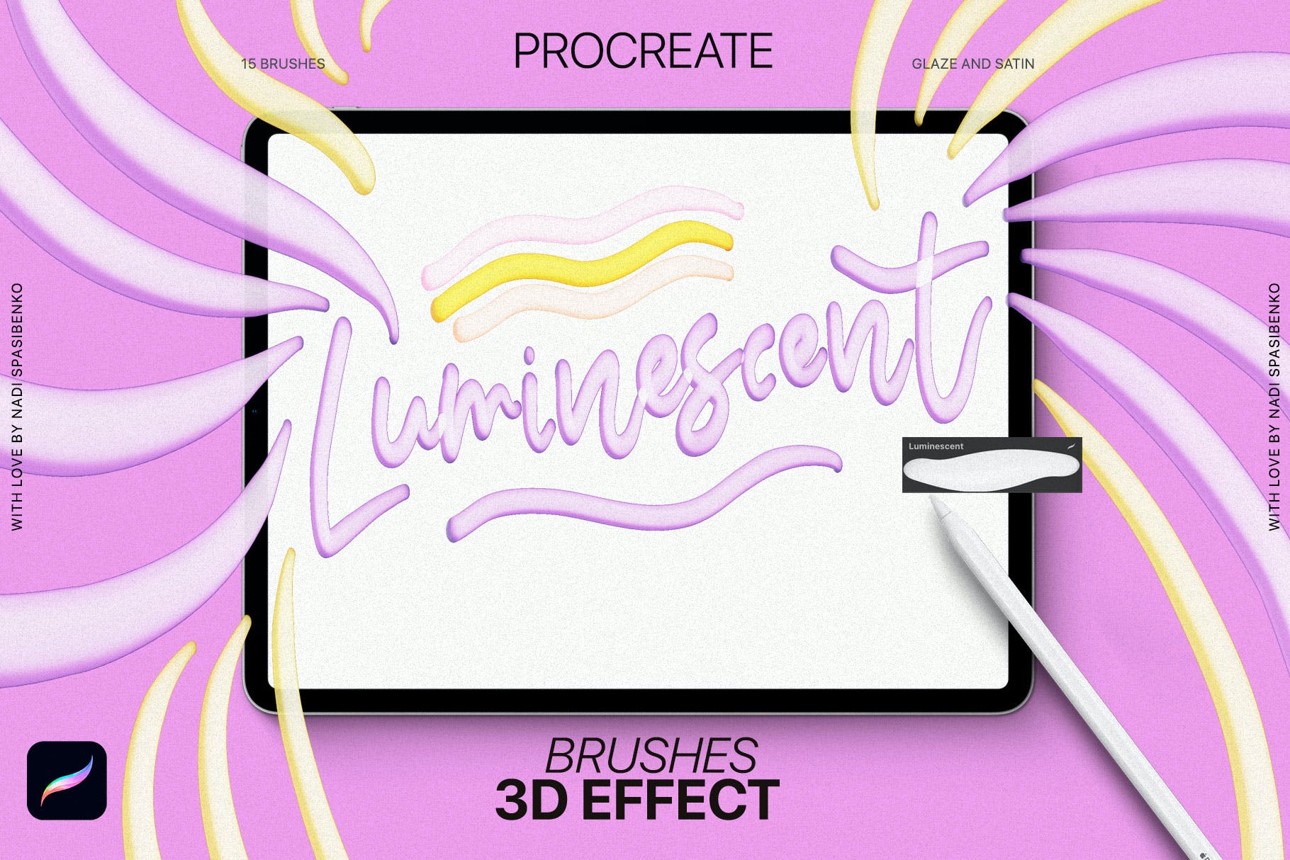 3D效果Procreate画笔 3D effect Procreate Brushes 笔刷资源 第9张