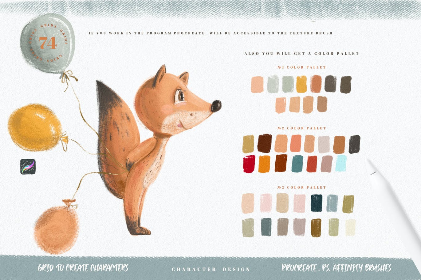 可爱角色Procreate网格笔刷 Procreate Grids for Creating Cute Characters 笔刷资源 第6张