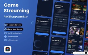 游戏直播流媒体平台App UI套件 Play Stream – Game Streaming UI Kit