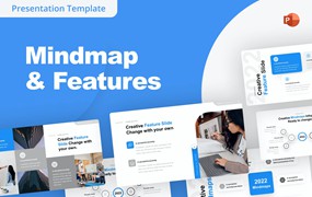 思维导图和特点演示文稿PPT模板 Mindmaps & Features PowerPoint Template