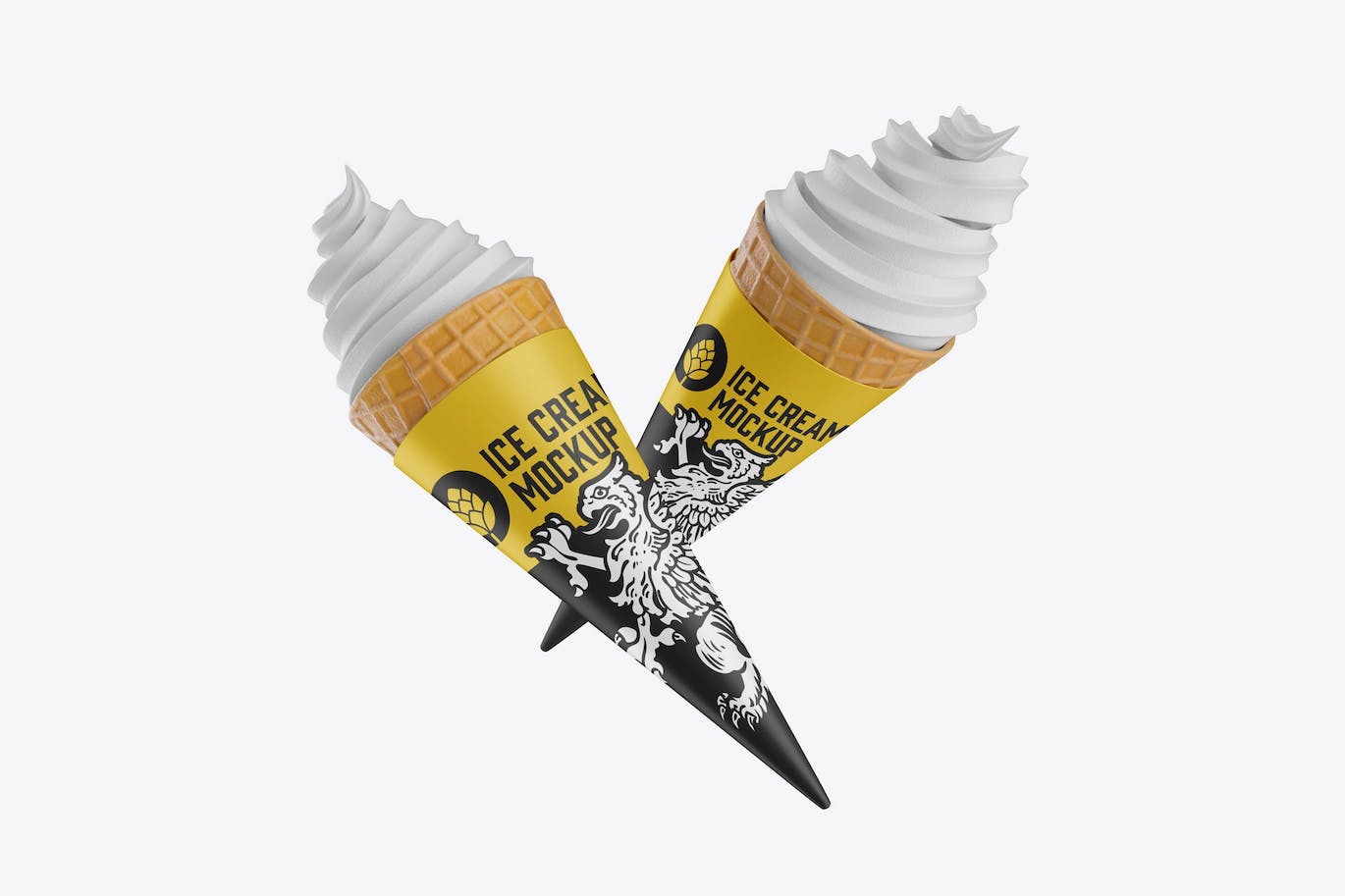 锥形冰淇淋包装设计样机 Soft Ice Cream Cone Mockup 样机素材 第1张