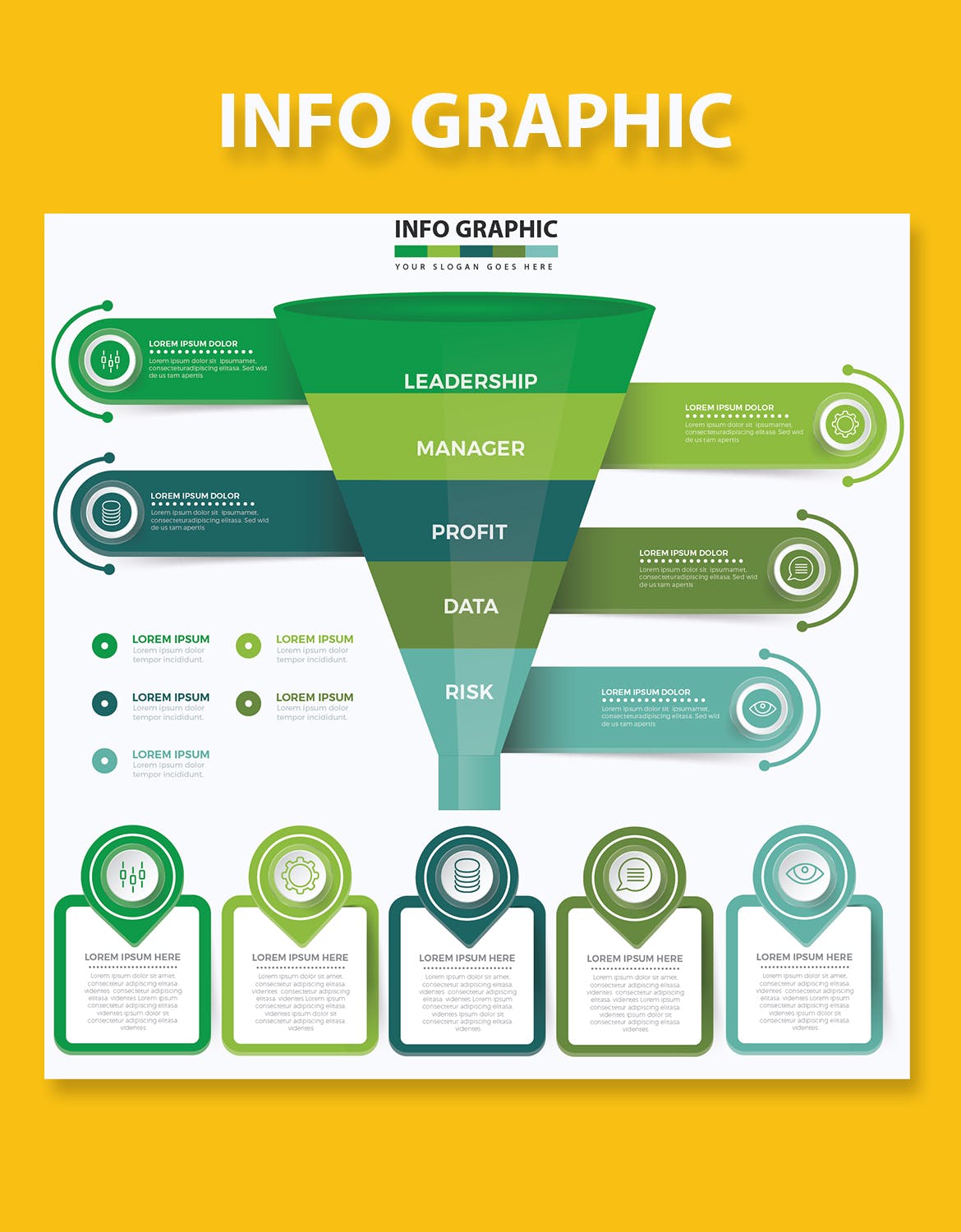 漏斗形状信息图表设计模板 Funnel Infographics 幻灯图表 第6张