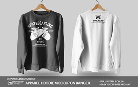 衣架服装连帽衫设计展示样机 Apparel Hoodie Mockup On Hanger