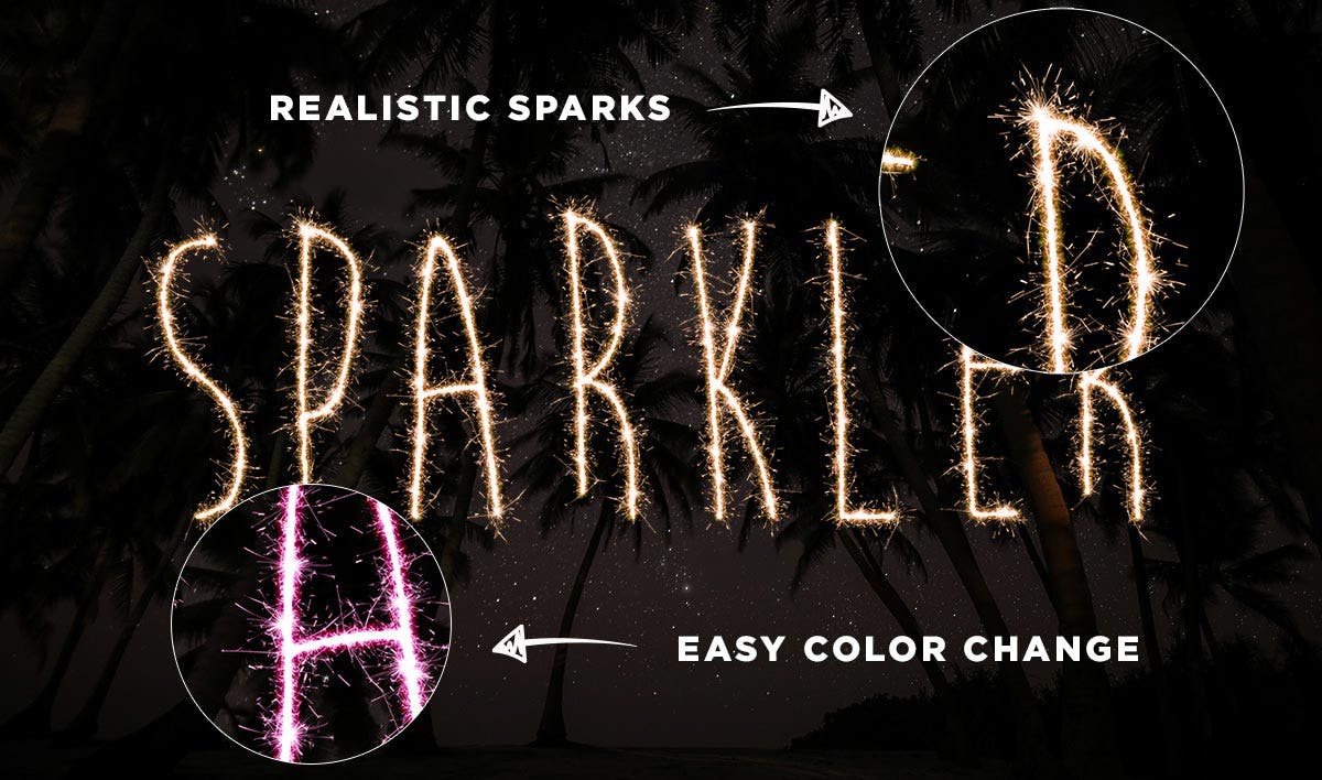 烟花效果文字处理Photoshop动作 Sparkler Photoshop Action 插件预设 第5张