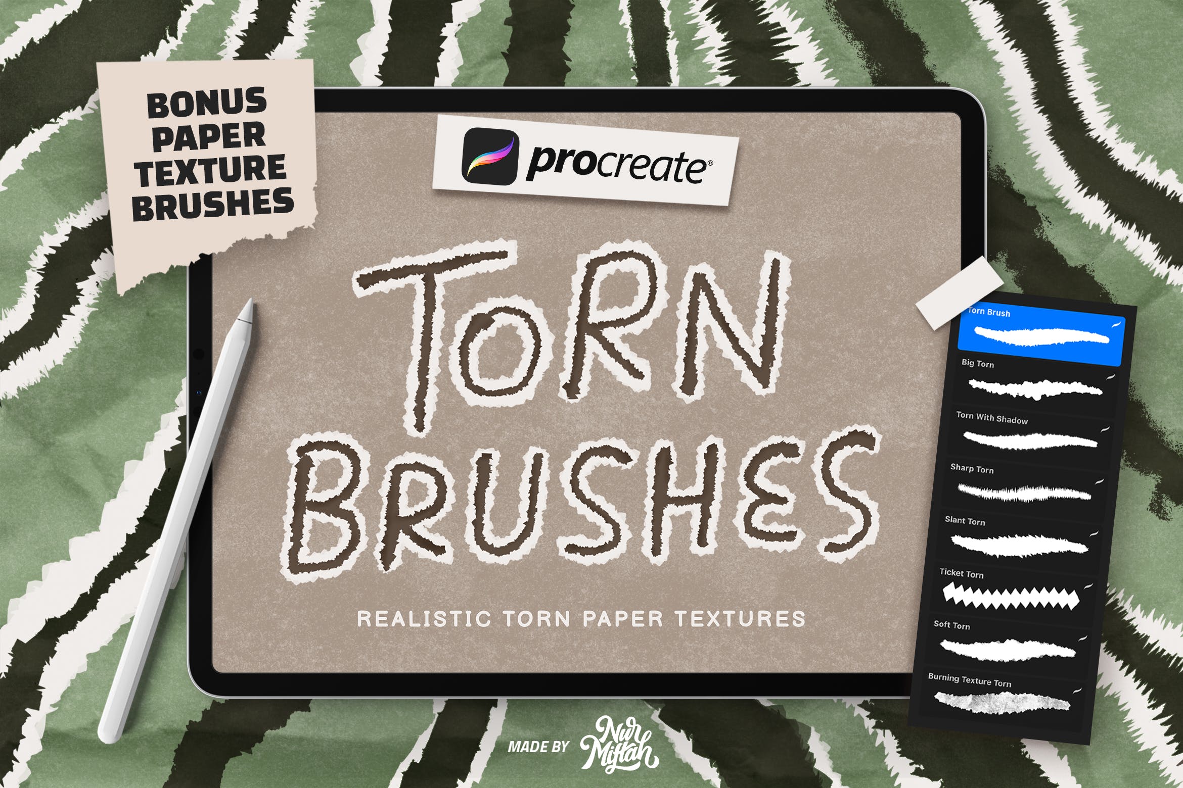 撕纸Procreate笔刷 Procreate Torn Brushes 笔刷资源 第1张