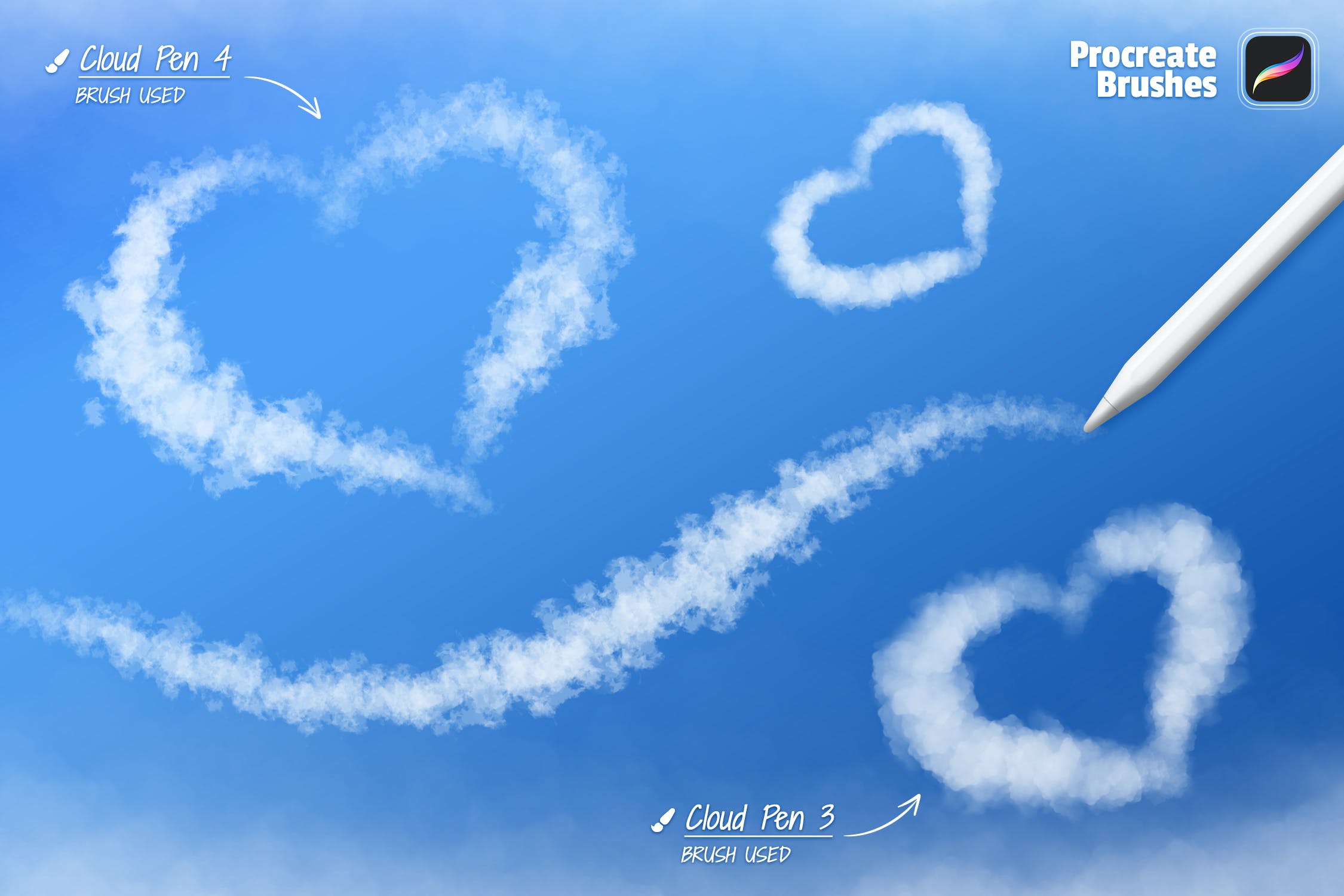 白云纹理Procreate笔刷 Clouds Procreate Brushes 笔刷资源 第6张