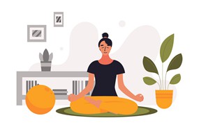 女性冥想概念平面插画 Women Meditation Concept – Flat Illustration