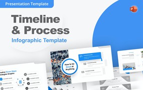 日程表和流程PPT幻灯片模板素材 Timeline & Process PowerPoint Template