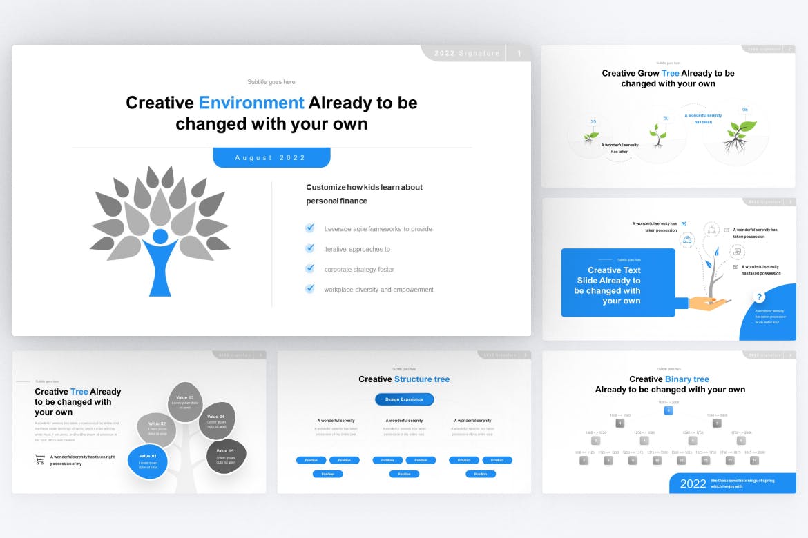 树形图PPT模板 Tree Diagram PowerPoint Template 幻灯图表 第2张