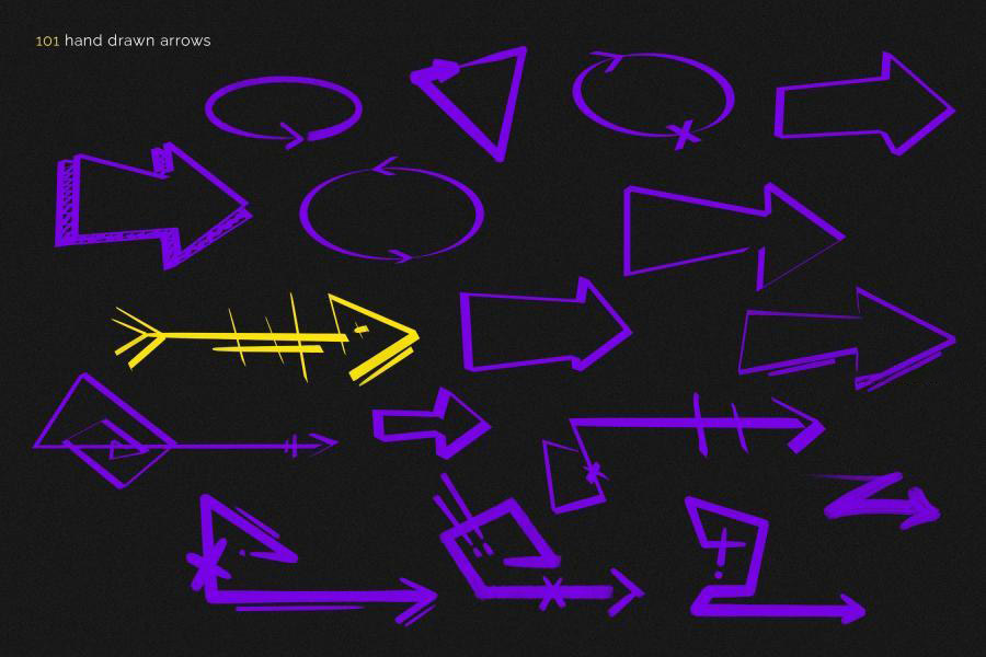 PS笔刷-101款手绘箭头图案PS笔刷PNG素材下载 图片素材 第2张