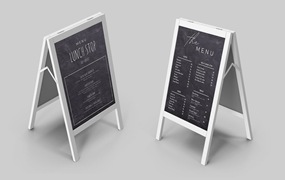 餐厅促销黑板广告海报样机 Advertising Standboard Mockup