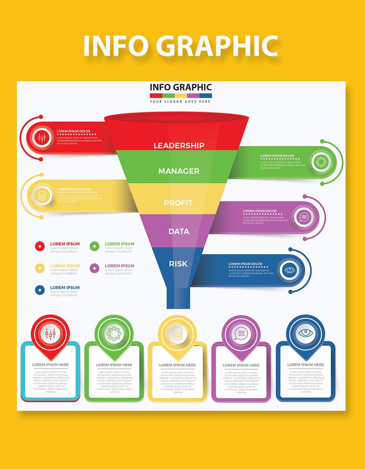 漏斗形状信息图表设计模板 Funnel Infographics 幻灯图表 第2张