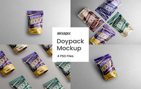 咖啡豆包装自立袋样机图 Doypack Mockup