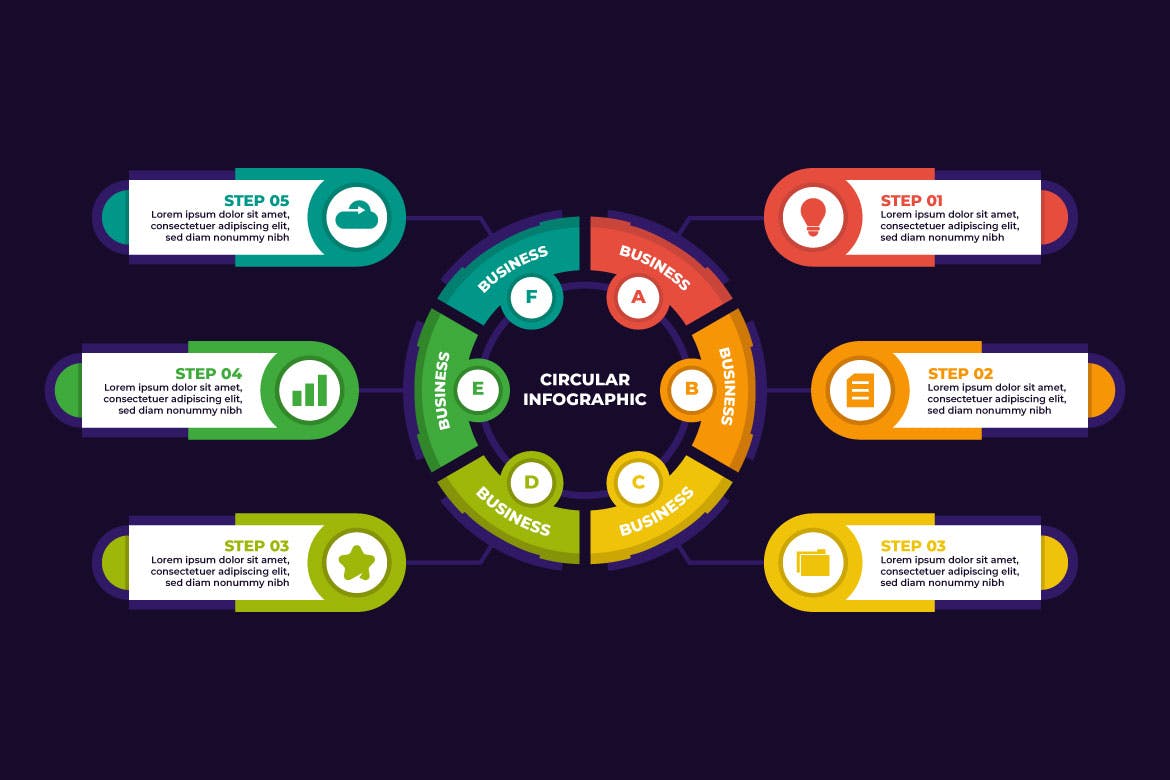 圆形图商业信息图表模板 Circular Diagram Business Infographic Template 幻灯图表 第1张