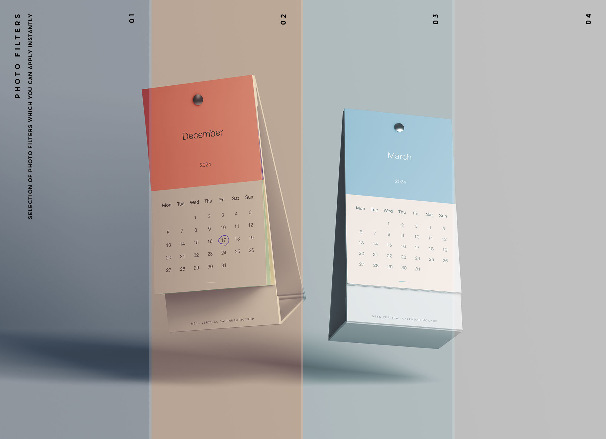 竖版A字形日历样机 Vertical Calendar Mockup 样机素材 第4张