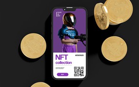 比特币和智能手机屏幕样机 Bitcoin and Smartphone Mockup