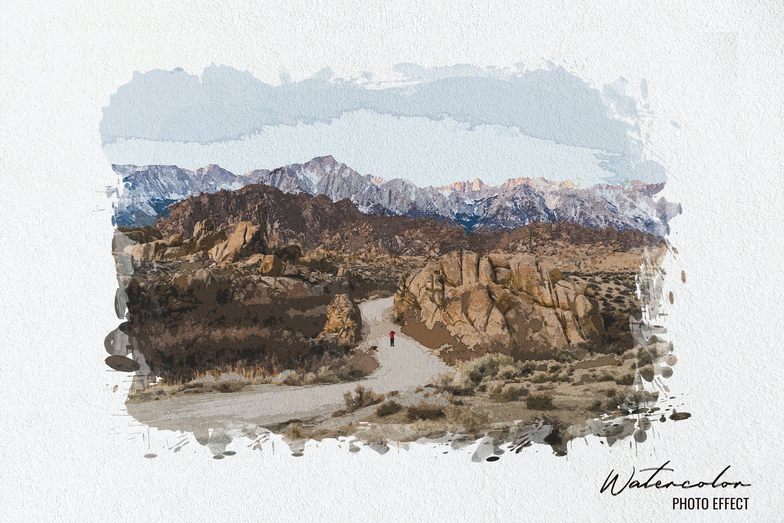 逼真风景水彩PS照片效果模板 Landscape Watercolor Photoshop Effect 插件预设 第1张