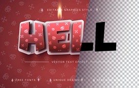 恐怖骨头元素矢量文字效果字体样式 Hell – Editable Text Effect, Font Style